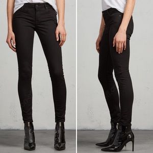 All Saints Mast Jet Black Skinny Jeans